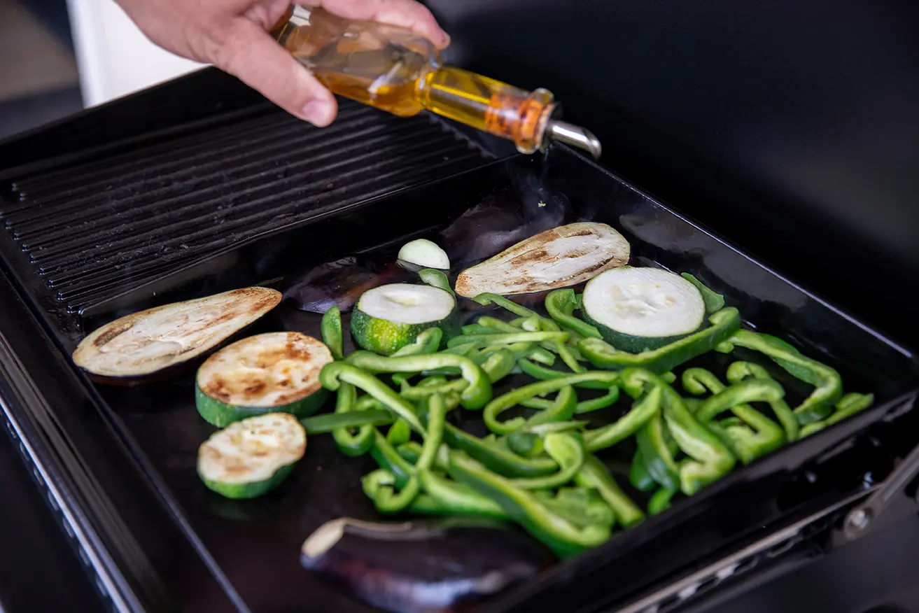 Légumes cuit sur une plancha